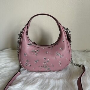 Coach Carmen Mini Crossbody Dusty Pink Leather Star Sequin Bag New